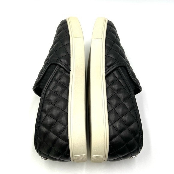 8.5W 8.5 WIDE‎ Steve Madden Ecentrcq Black Faux Vegan Quilted Leather Sneakers - Picture 9 of 15